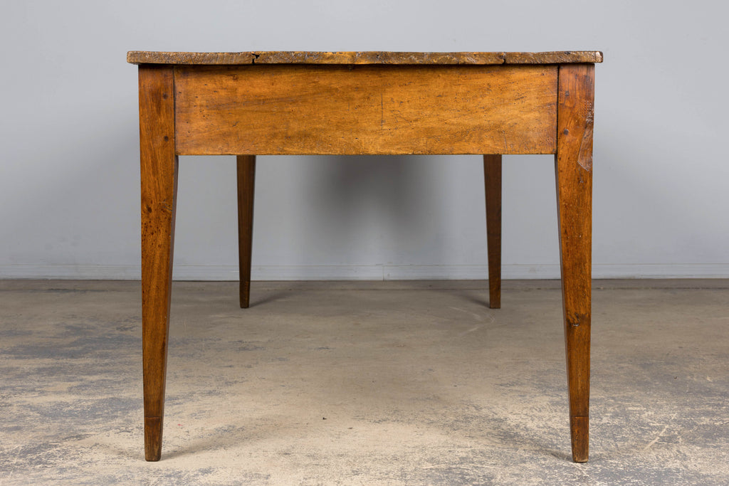 Early 19th Century French Provincial Fruitwood Farmhouse Table with Two Drawers