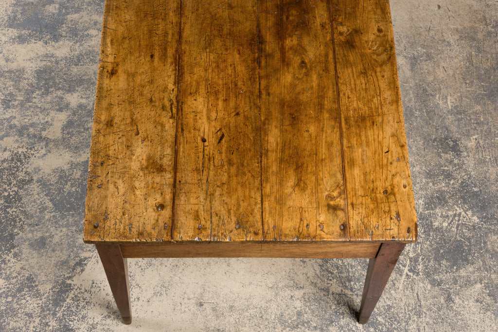 Early 19th Century French Provincial Fruitwood Farmhouse Table with Two Drawers