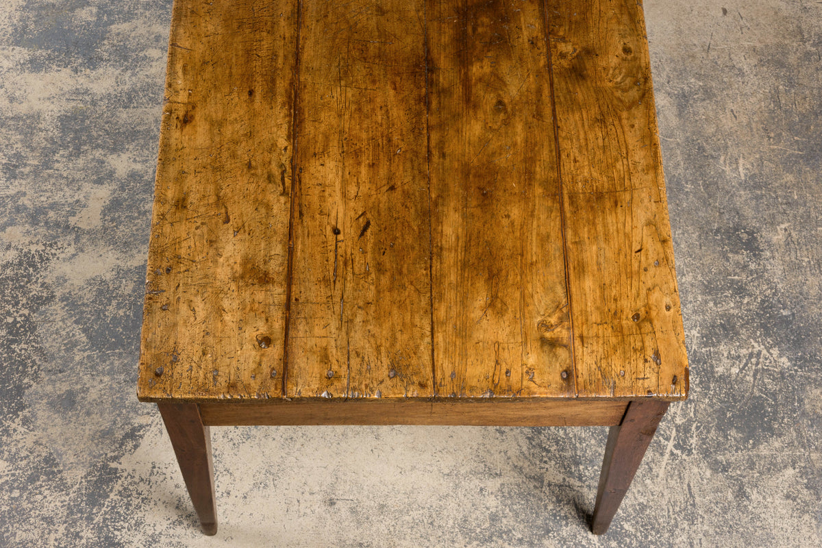 Early 19th Century French Provincial Fruitwood Farmhouse Table with Two Drawers