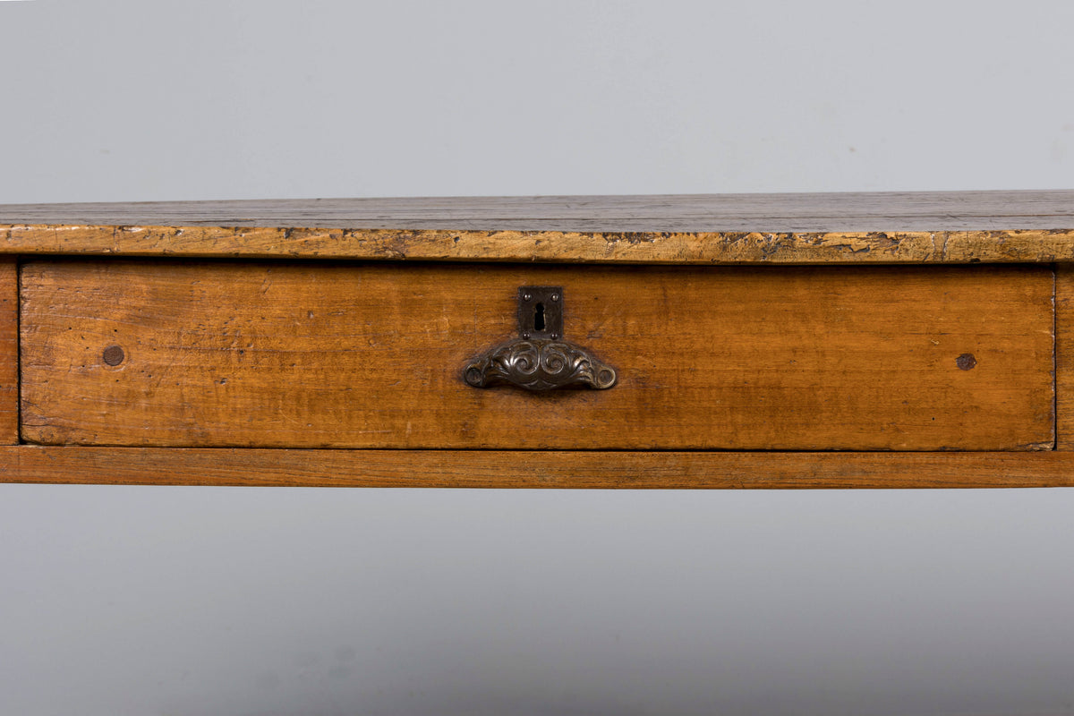 Early 19th Century French Provincial Fruitwood Farmhouse Table with Two Drawers