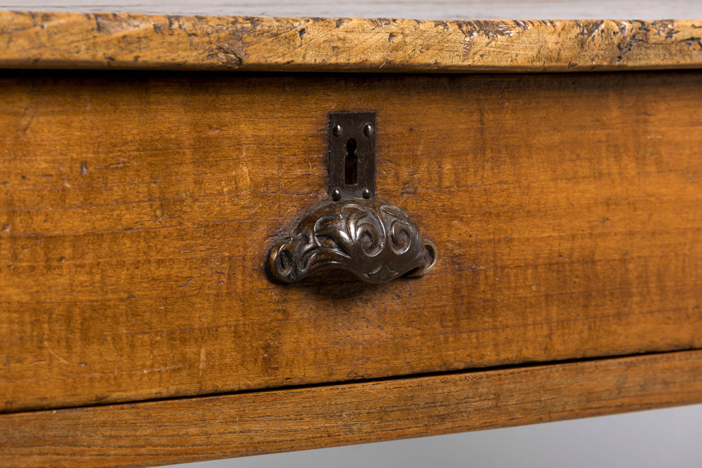 Early 19th Century French Provincial Fruitwood Farmhouse Table with Two Drawers