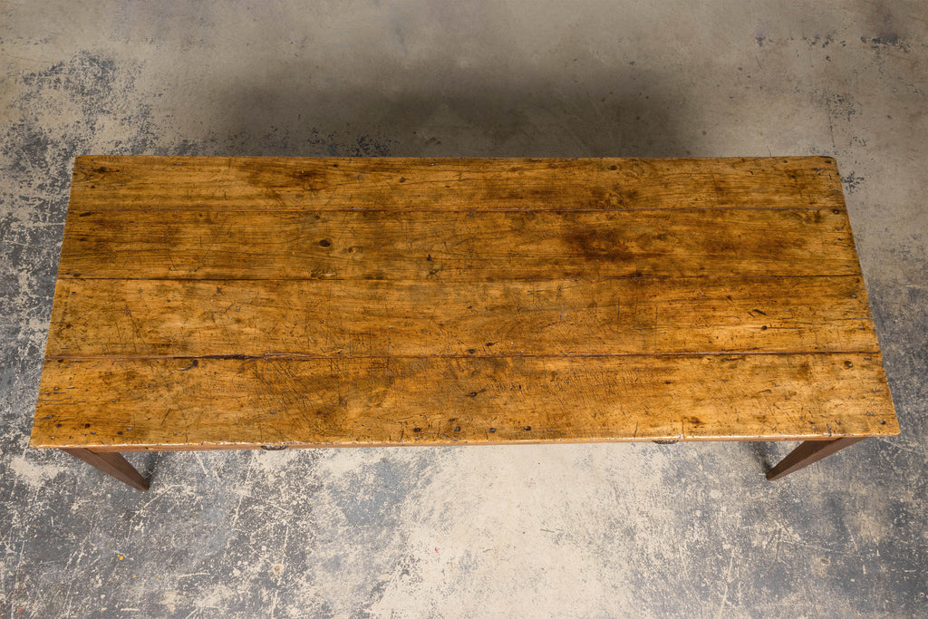 Early 19th Century French Provincial Fruitwood Farmhouse Table with Two Drawers