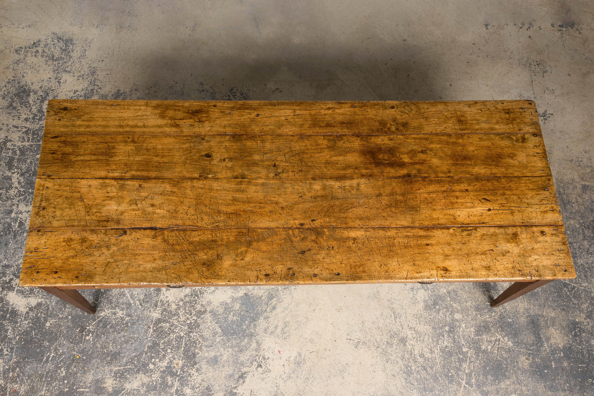 Early 19th Century French Provincial Fruitwood Farmhouse Table with Two Drawers
