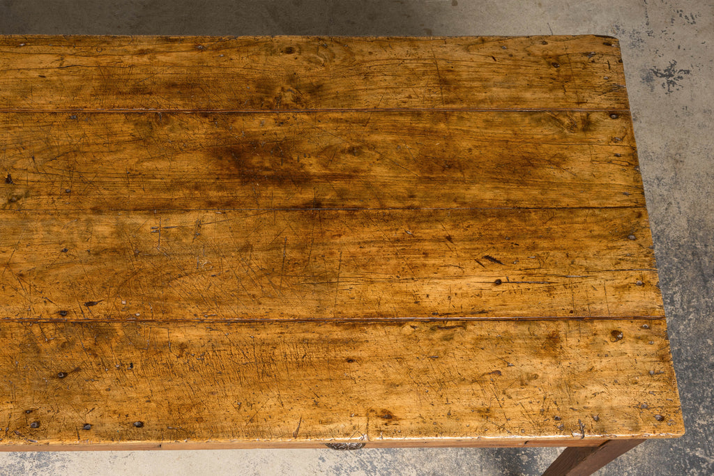 Early 19th Century French Provincial Fruitwood Farmhouse Table with Two Drawers