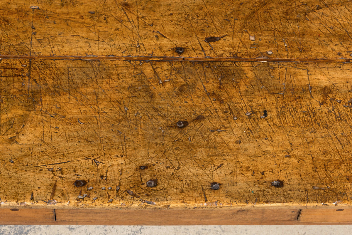 Early 19th Century French Provincial Fruitwood Farmhouse Table with Two Drawers