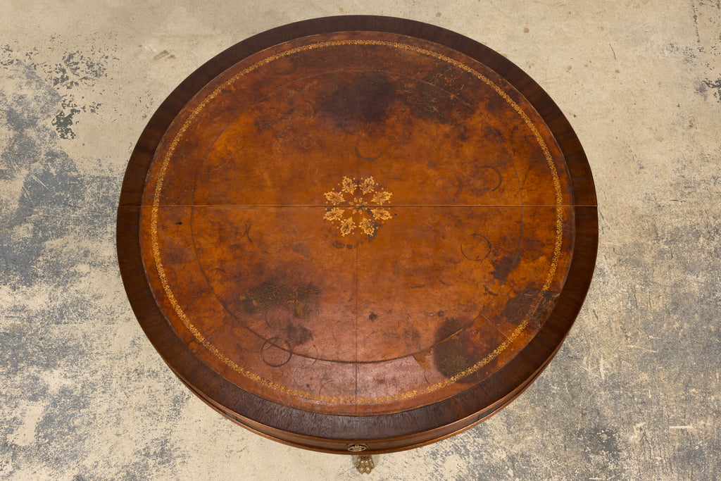 Early 20th Century English Regency Revival Leather Top Center Table