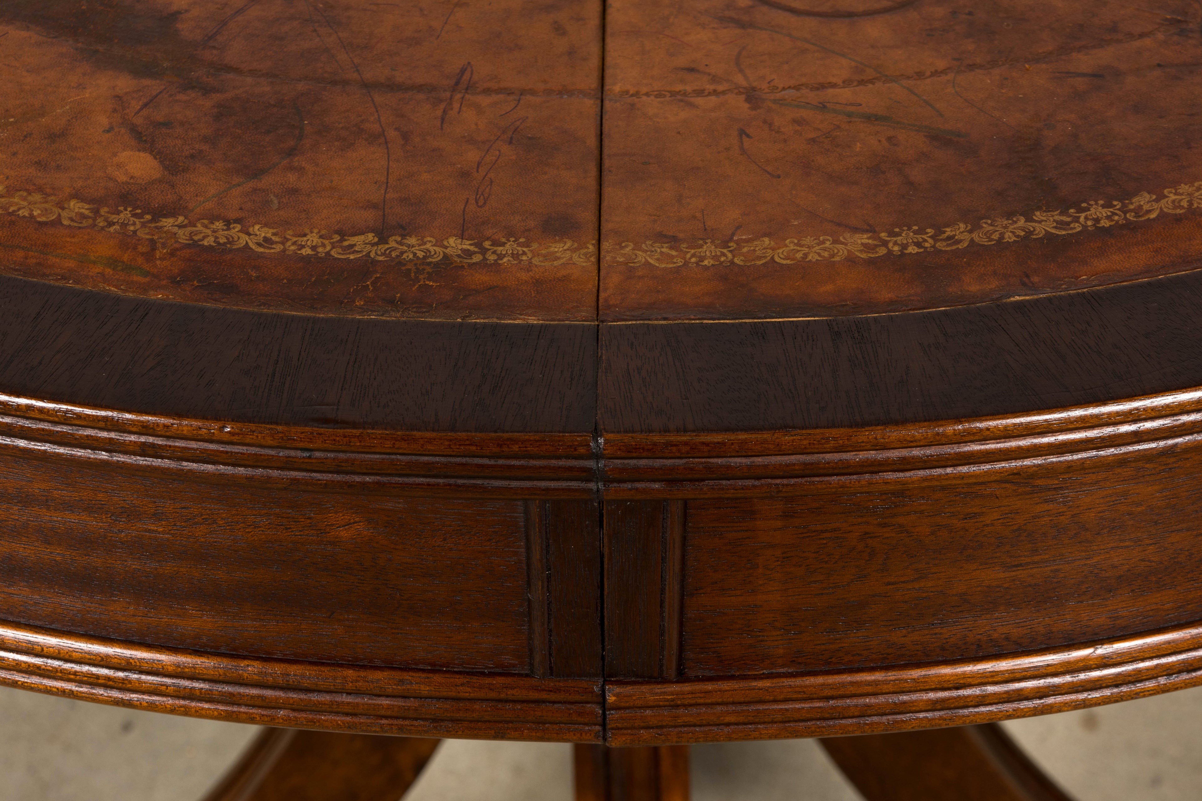 Early 20th Century English Regency Revival Leather Top Center Table