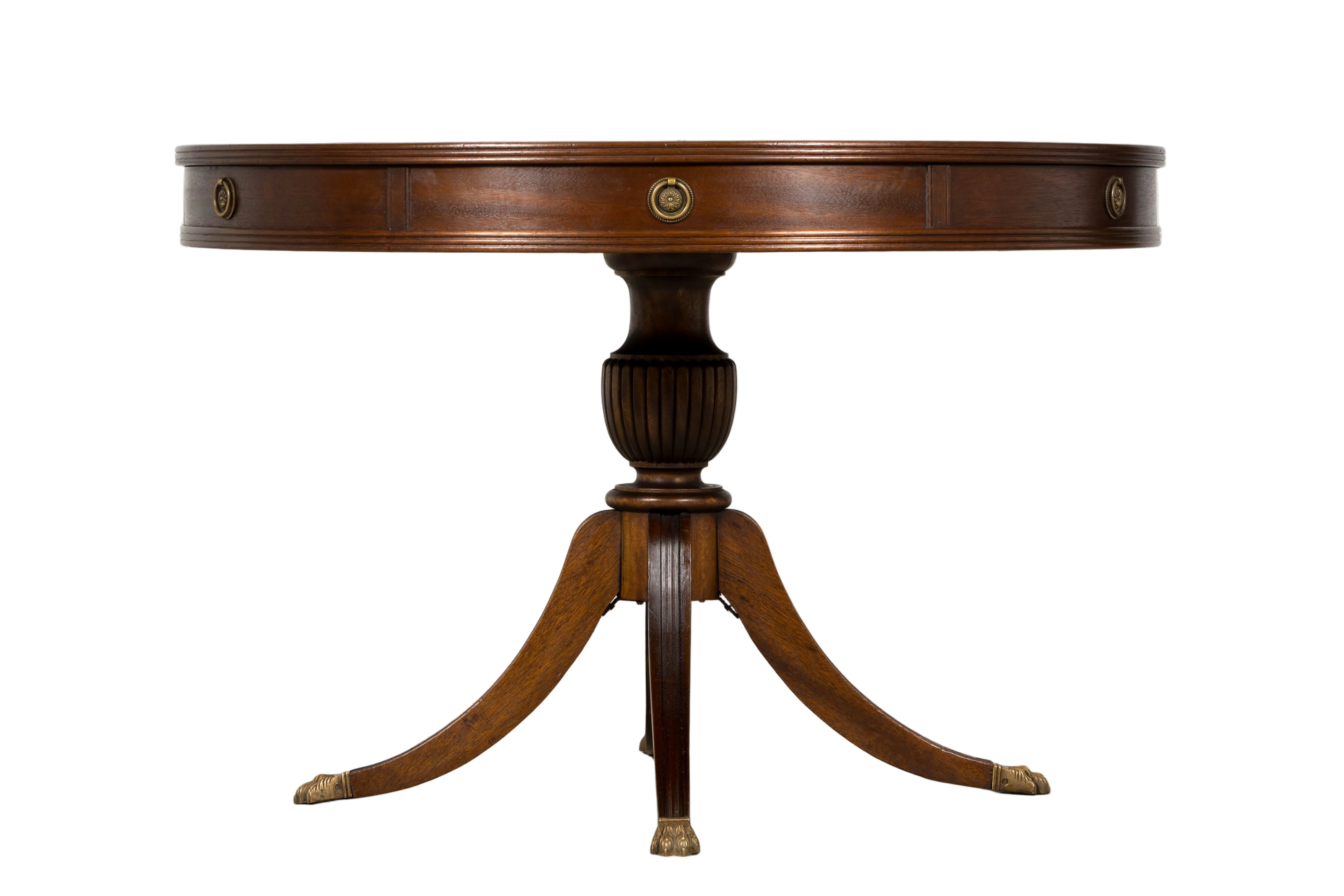 Early 20th Century English Regency Revival Leather Top Center Table