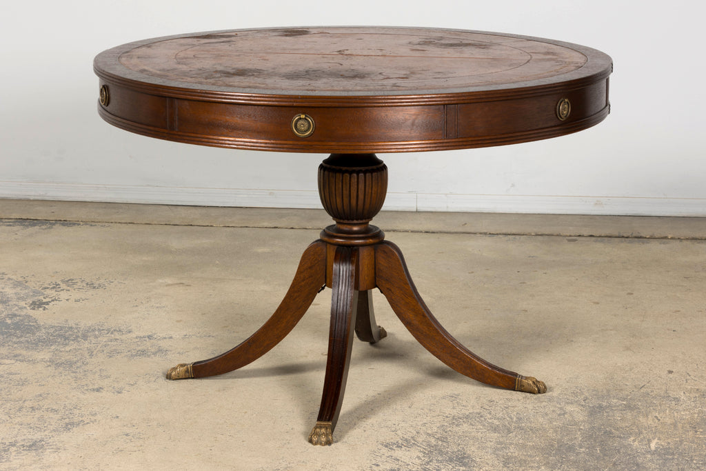 Early 20th Century English Regency Revival Leather Top Center Table