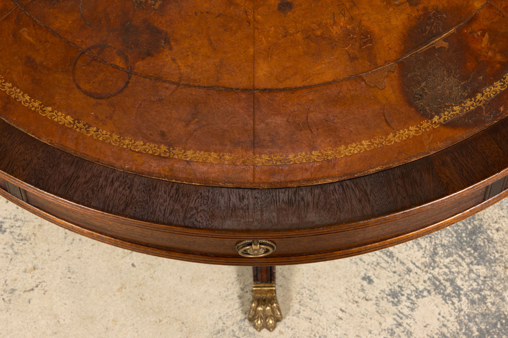 Early 20th Century English Regency Revival Leather Top Center Table
