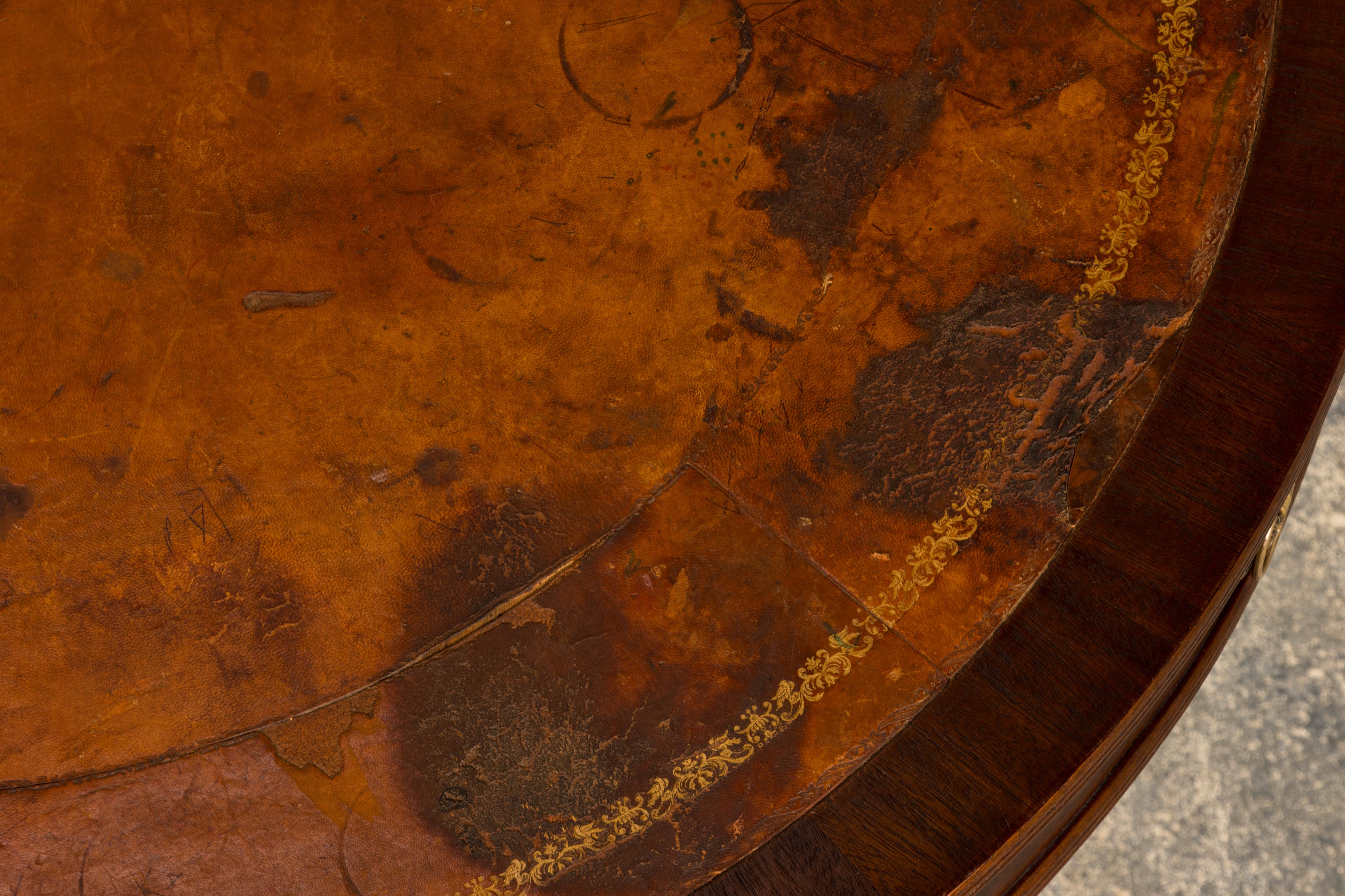 Early 20th Century English Regency Revival Leather Top Center Table