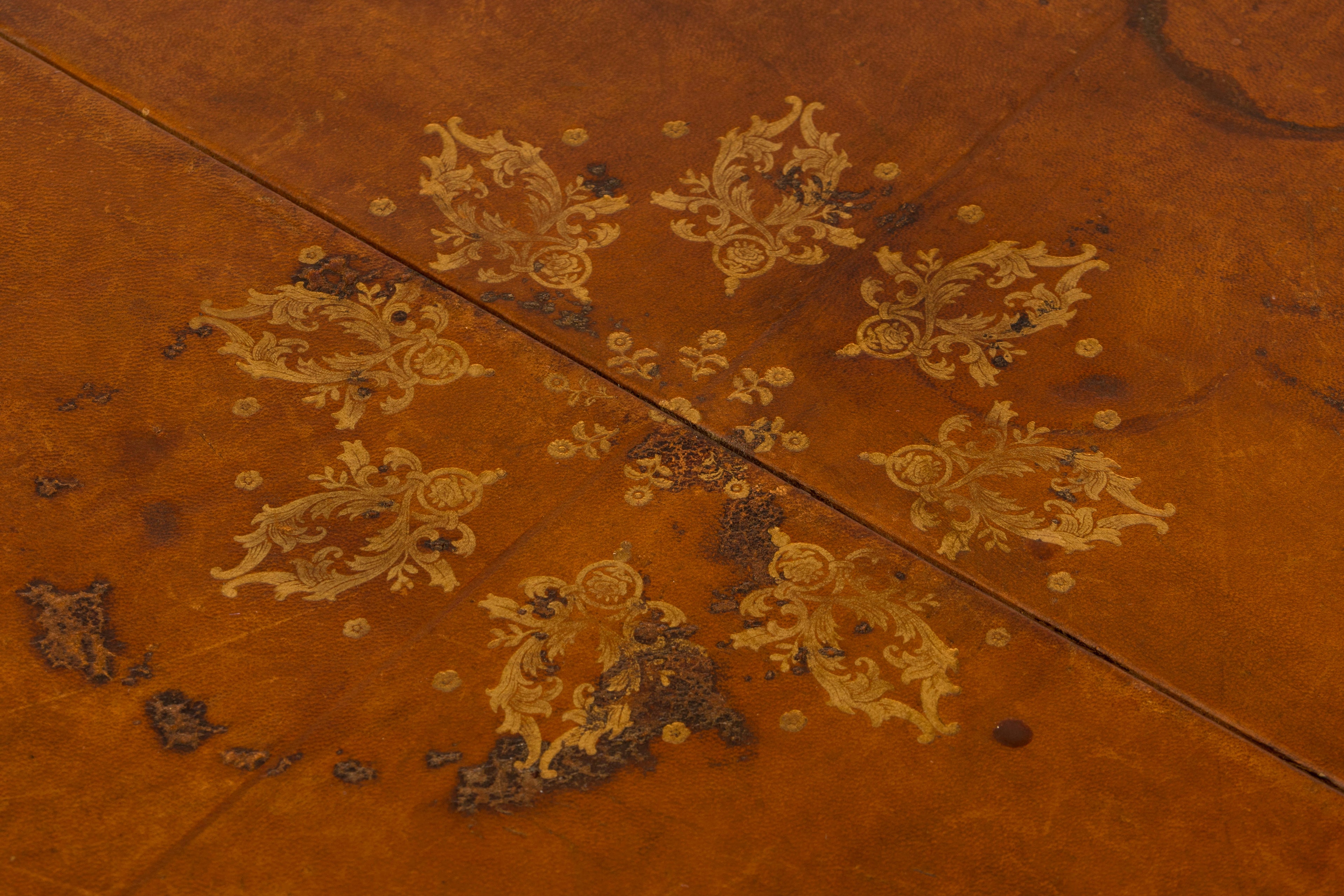 Early 20th Century English Regency Revival Leather Top Center Table