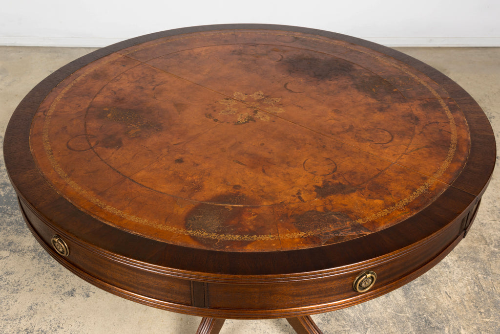 Early 20th Century English Regency Revival Leather Top Center Table