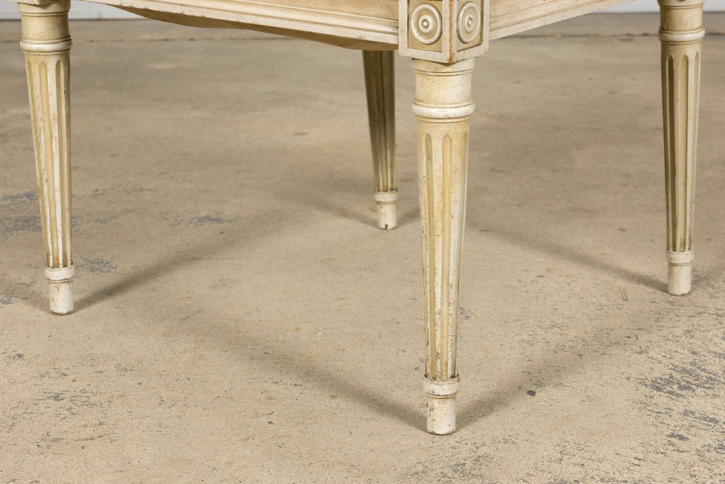 Early 20th Century French Louis XVI Style Painted Armchair in Olive Green