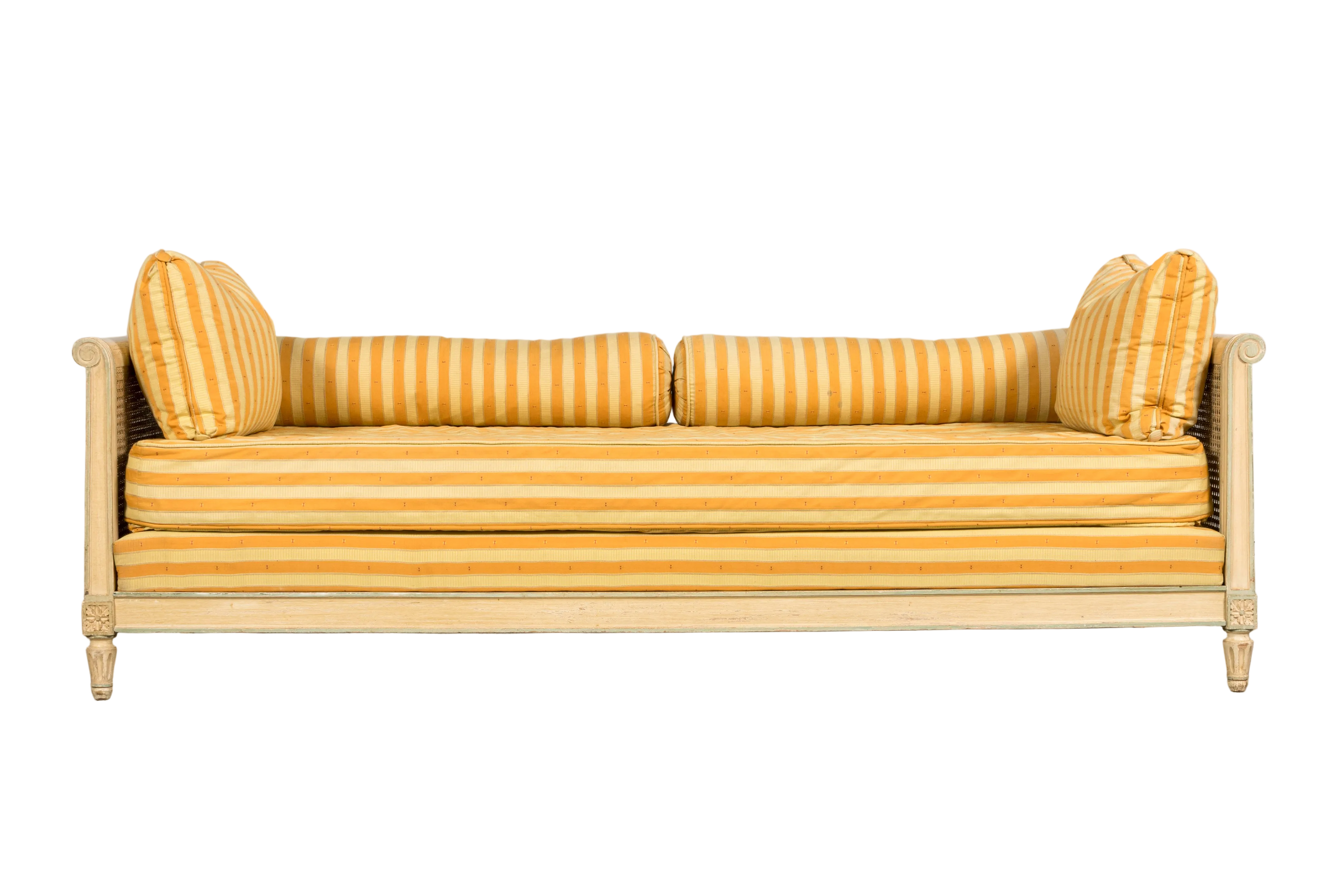 Early 20th Century French Louis XVI Style Painted Cane Daybed