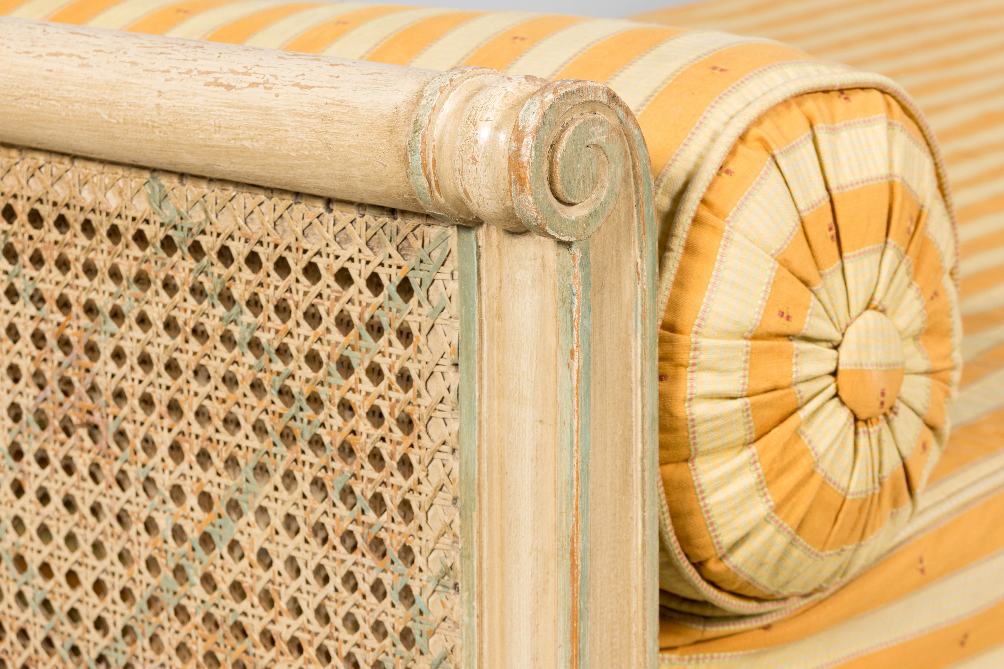 Early 20th Century French Louis XVI Style Painted Cane Daybed