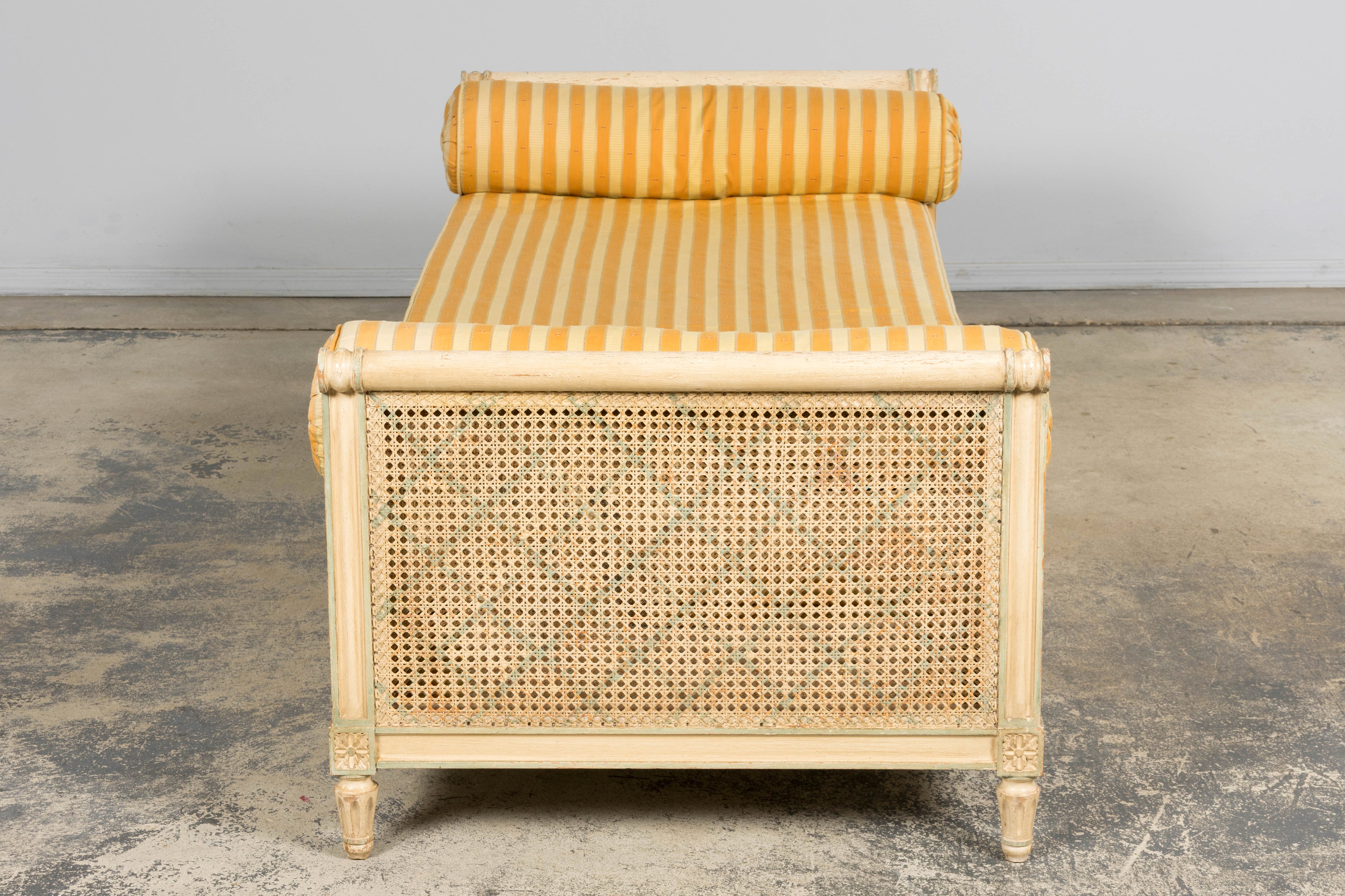 Early 20th Century French Louis XVI Style Painted Cane Daybed