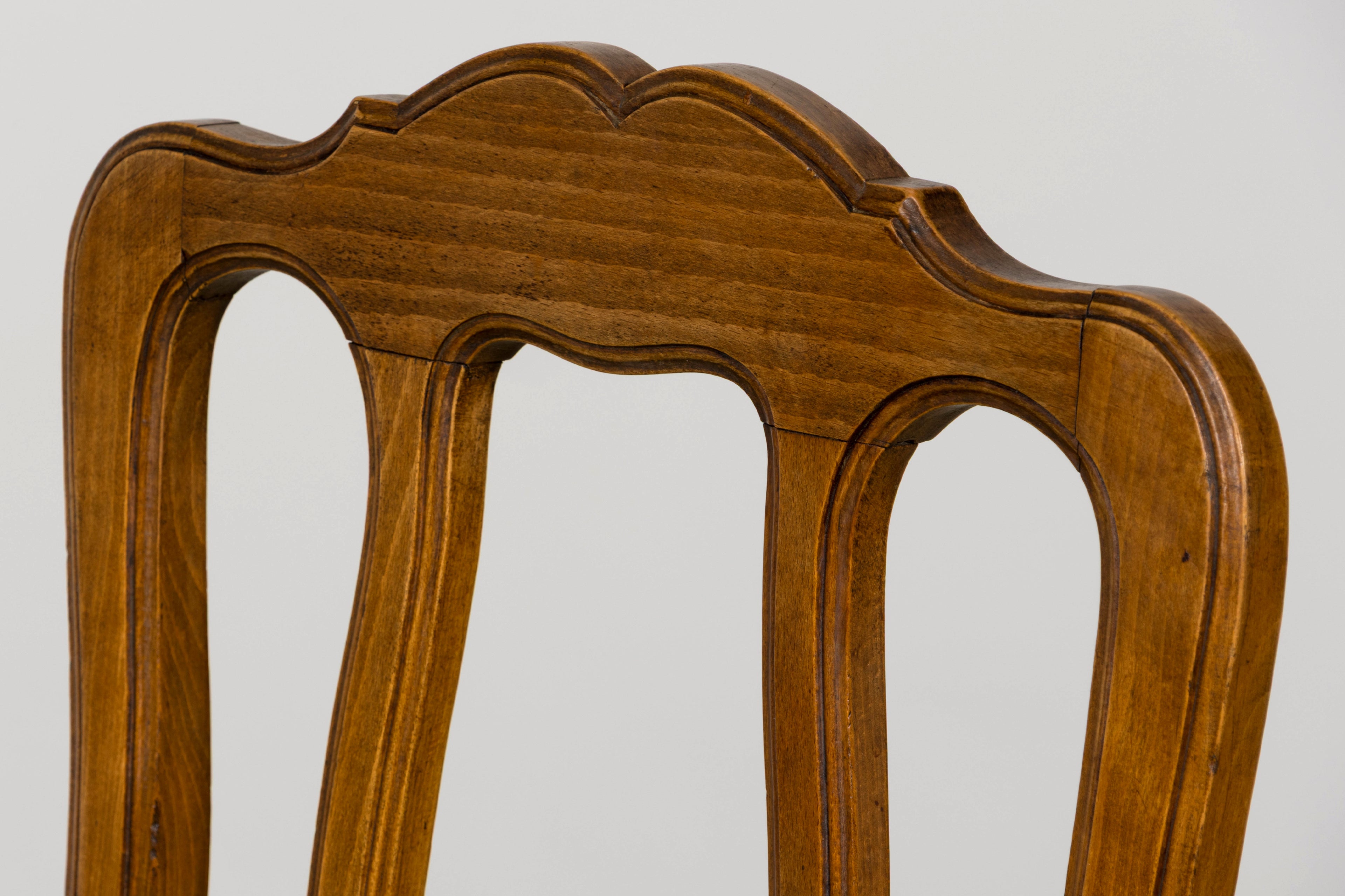 Early 20th Century French Louis XV Walnut Dining Chairs with Moss Green Mohair, Set of 8