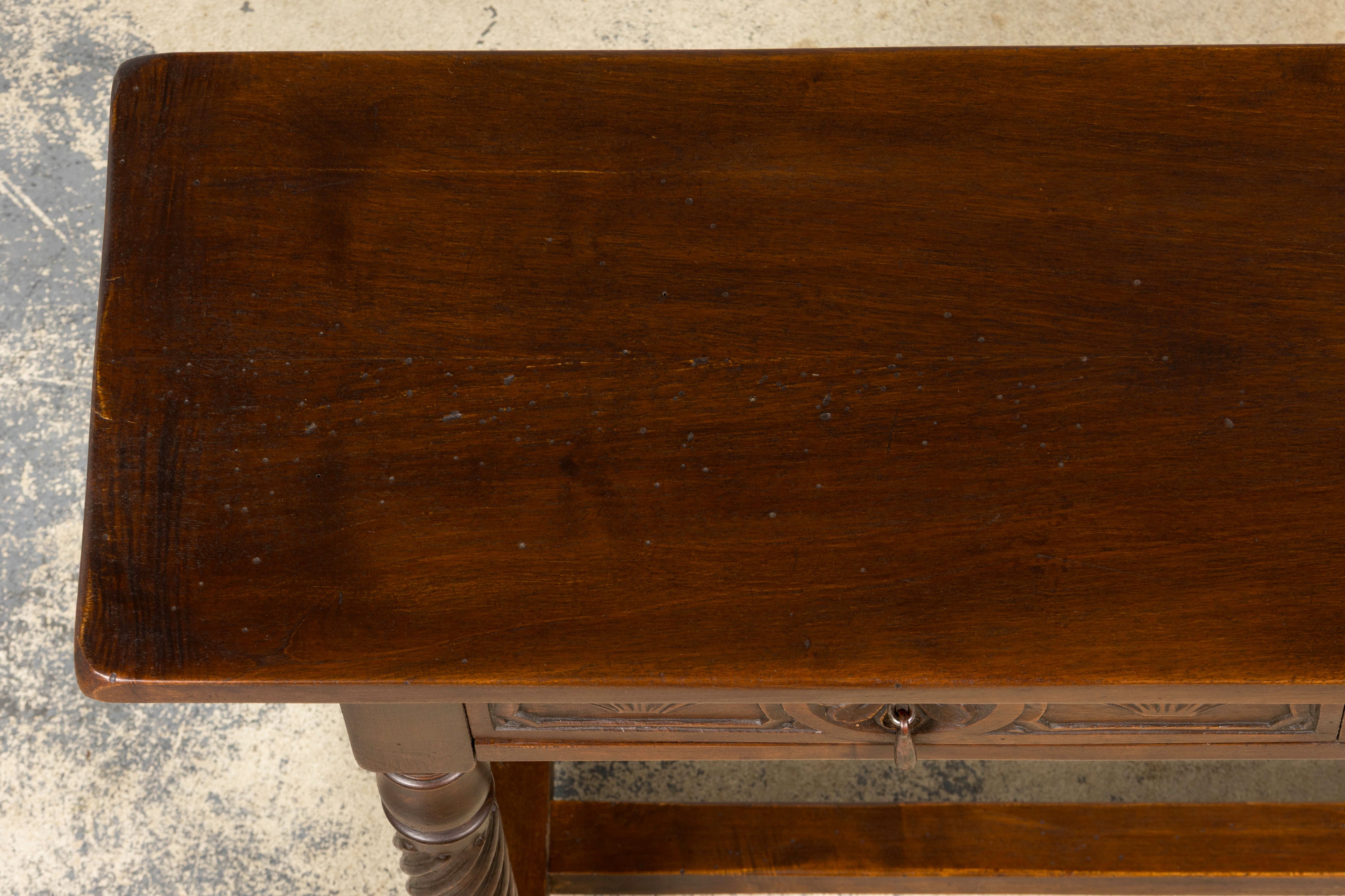 Early 20th Century Spanish Walnut Console Table with Barley Twist Legs