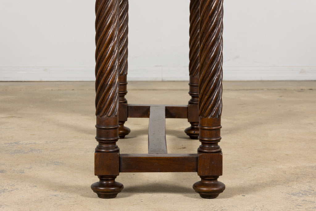 Early 20th Century Spanish Walnut Console Table with Barley Twist Legs