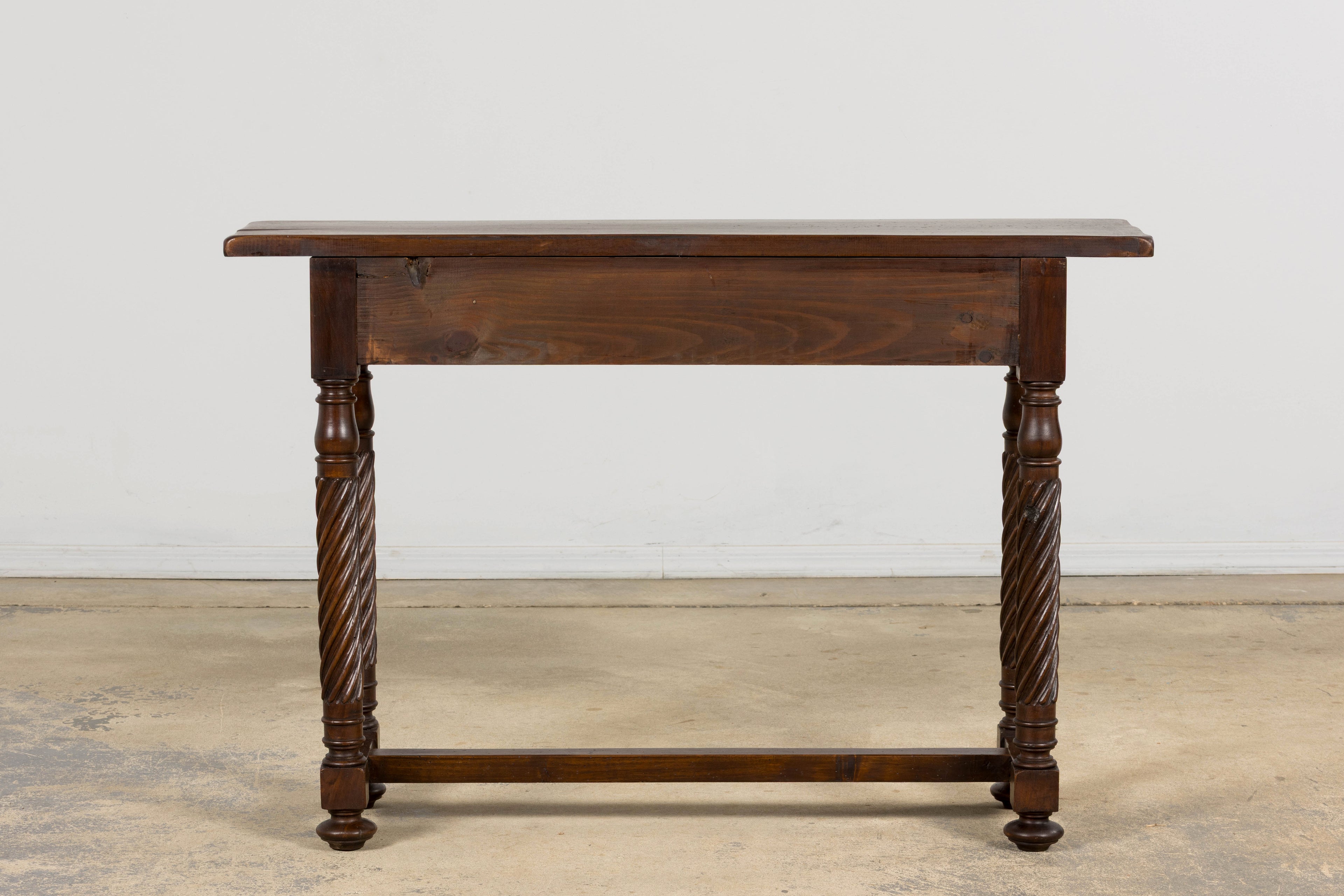 Early 20th Century Spanish Walnut Console Table with Barley Twist Legs