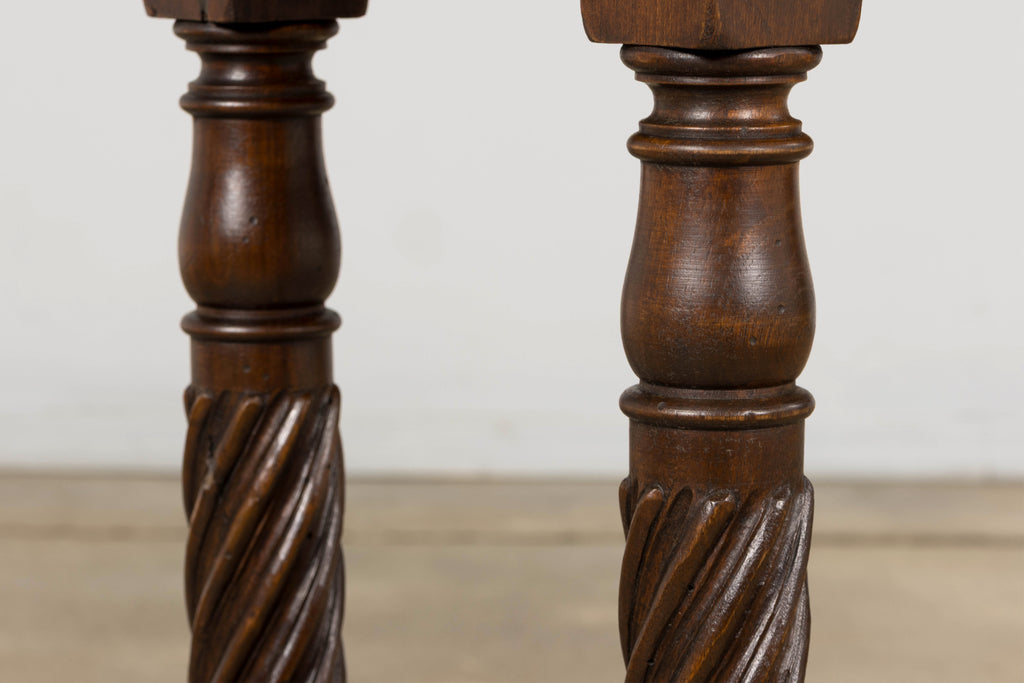 Early 20th Century Spanish Walnut Console Table with Barley Twist Legs
