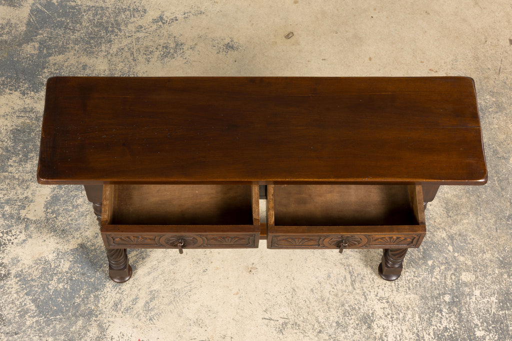 Early 20th Century Spanish Walnut Console Table with Barley Twist Legs