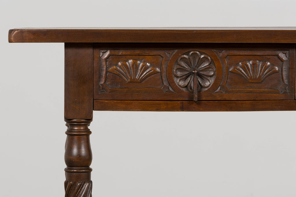 Early 20th Century Spanish Walnut Console Table with Barley Twist Legs