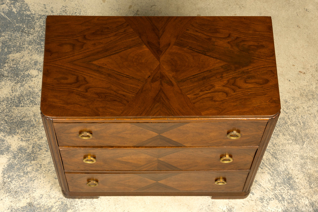 French Art Deco Geometric Walnut Commode by Mercier Frères, Paris, circa 1930