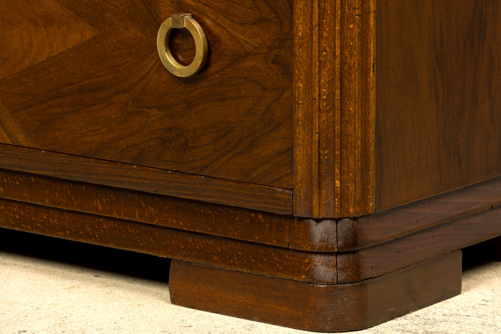 French Art Deco Geometric Walnut Commode by Mercier Frères, Paris, circa 1930
