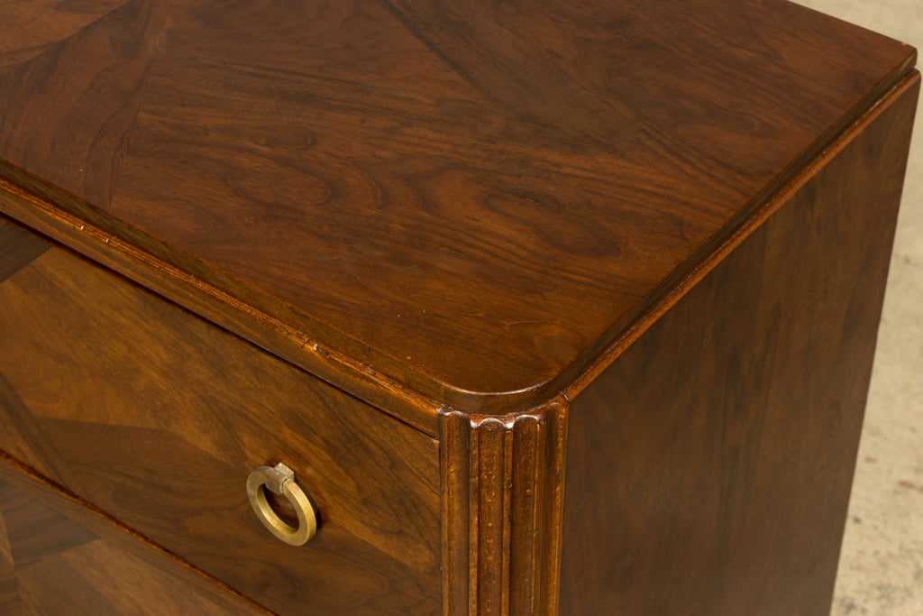 French Art Deco Geometric Walnut Commode by Mercier Frères, Paris, circa 1930