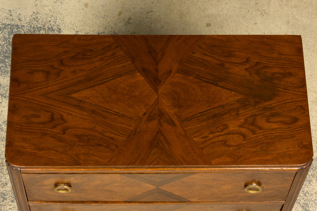 French Art Deco Geometric Walnut Commode by Mercier Frères, Paris, circa 1930