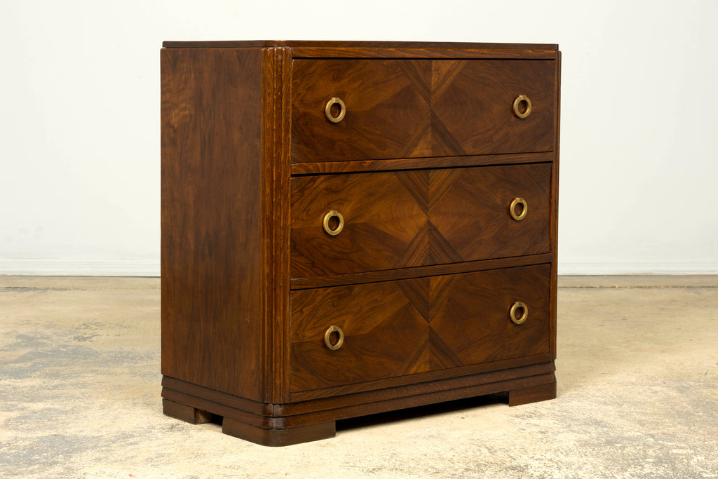 French Art Deco Geometric Walnut Commode by Mercier Frères, Paris, circa 1930