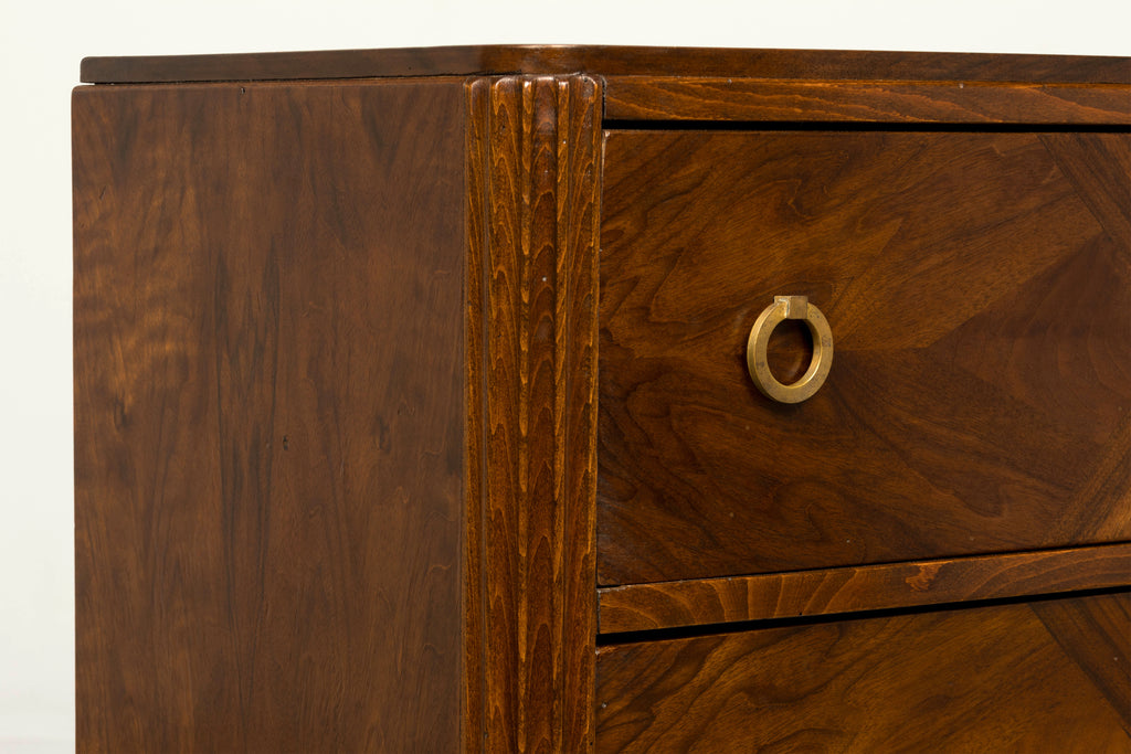 French Art Deco Geometric Walnut Commode by Mercier Frères, Paris, circa 1930