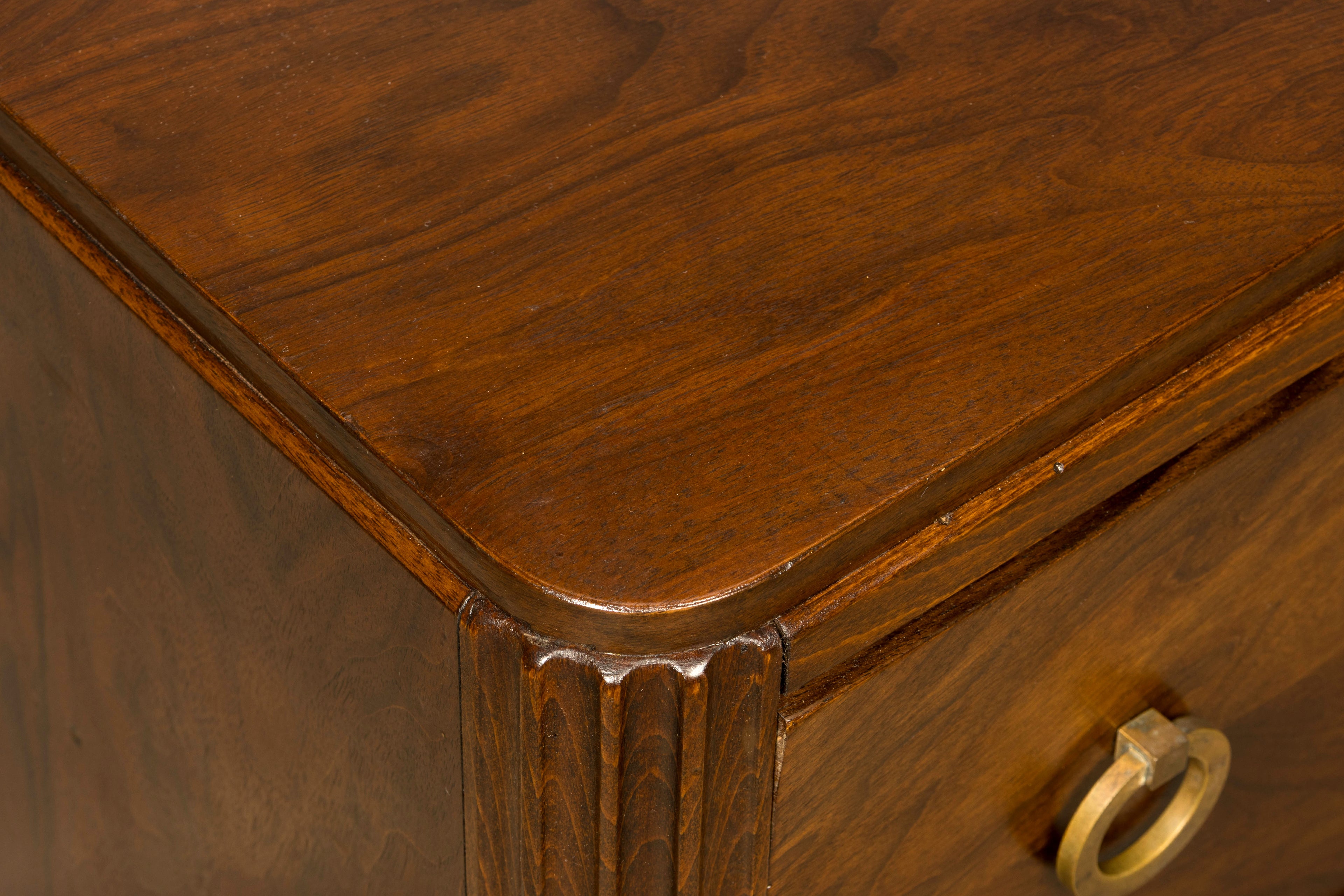 French Art Deco Geometric Walnut Commode by Mercier Frères, Paris, circa 1930