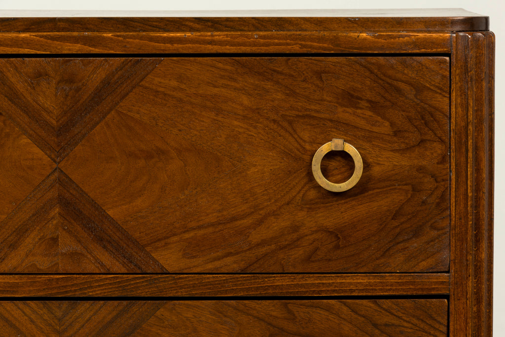 French Art Deco Geometric Walnut Commode by Mercier Frères, Paris, circa 1930