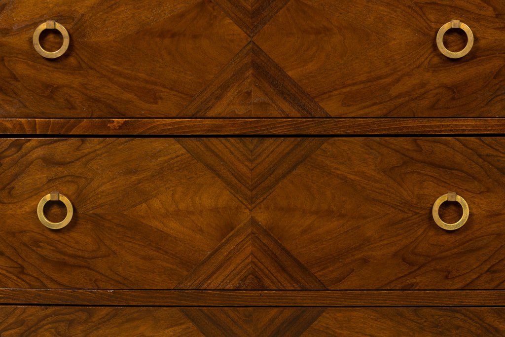 French Art Deco Geometric Walnut Commode by Mercier Frères, Paris, circa 1930