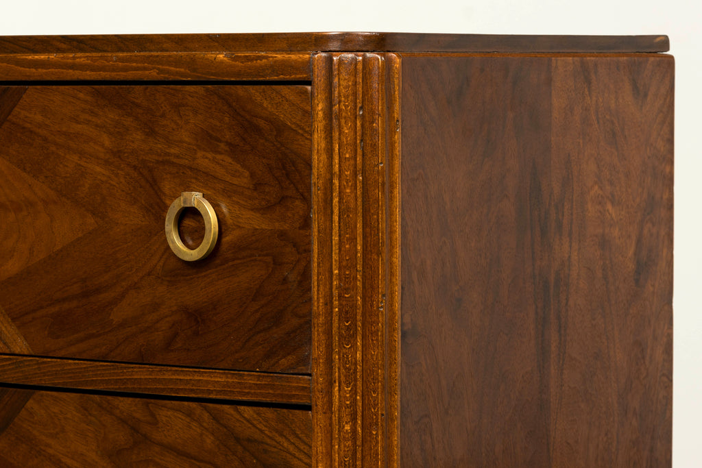 French Art Deco Geometric Walnut Commode by Mercier Frères, Paris, circa 1930