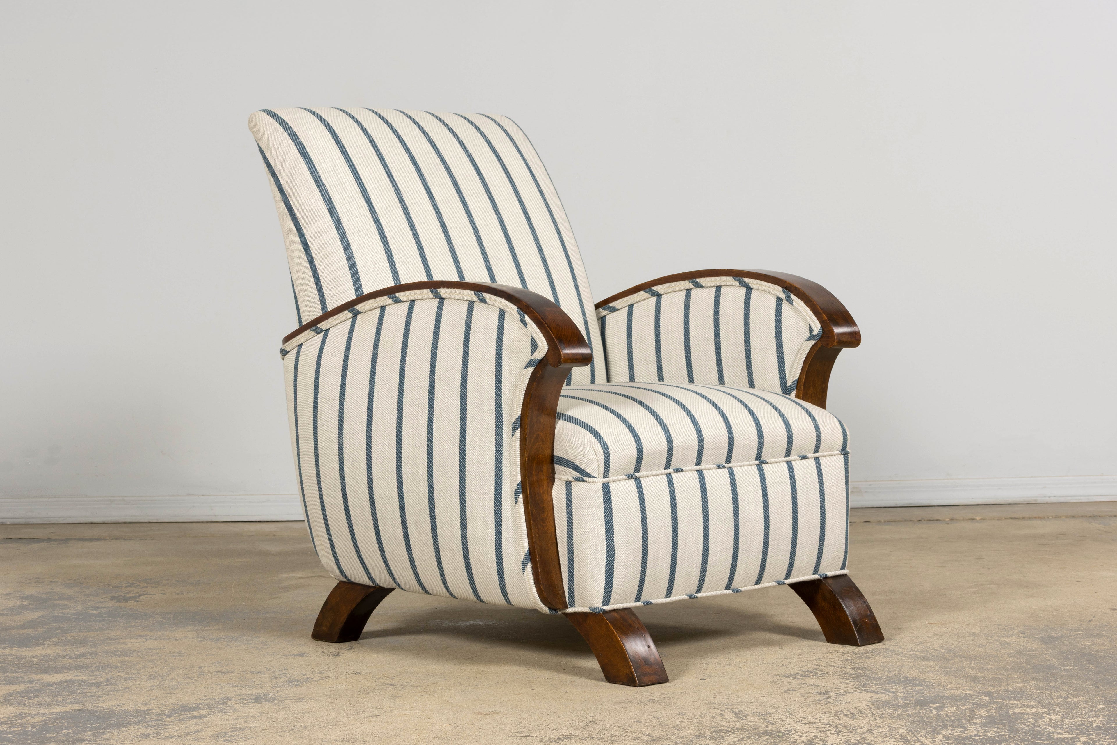 French Art Deco Walnut Armchair, Provence, France, 1930s