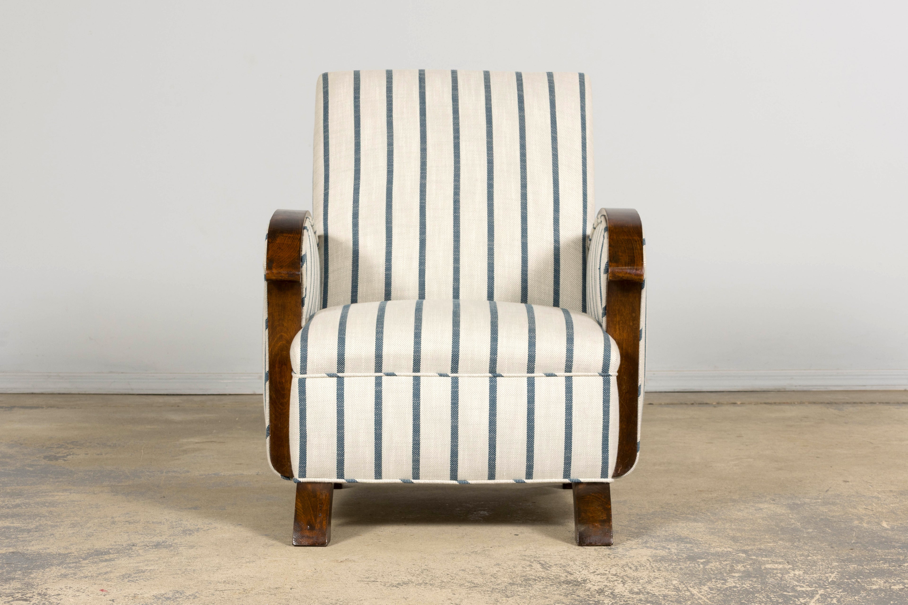 French Art Deco Walnut Armchair, Provence, France, 1930s