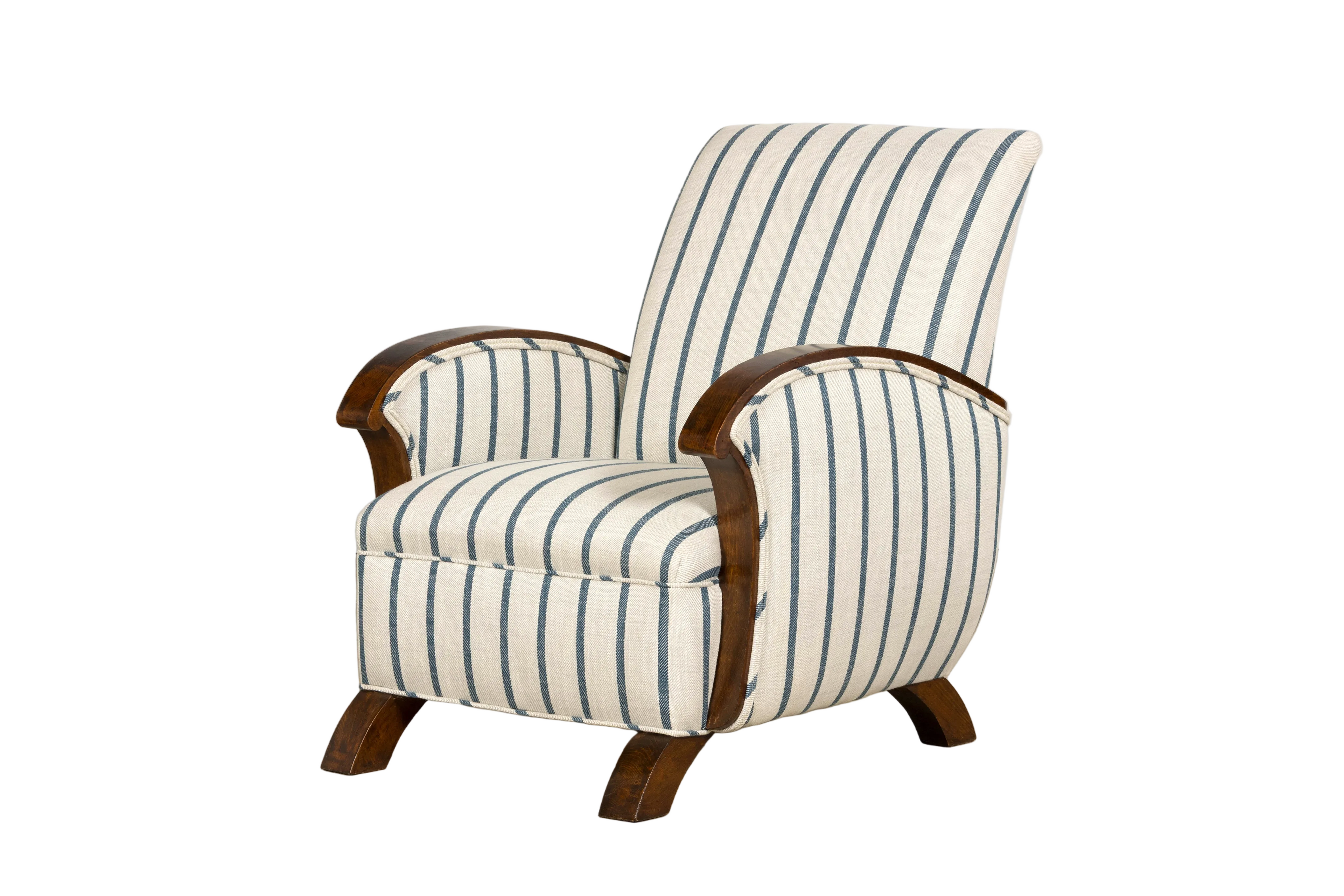 French Art Deco Walnut Armchair, Provence, France, 1930s