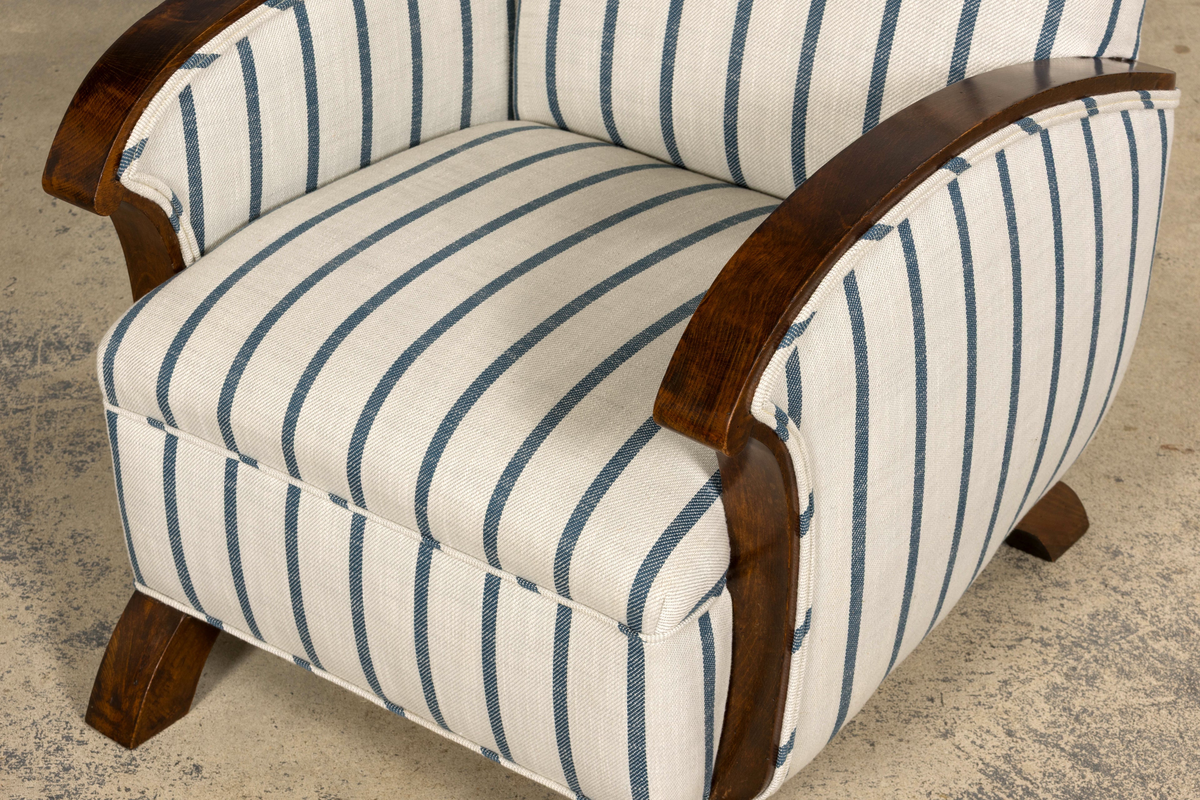 French Art Deco Walnut Armchair, Provence, France, 1930s