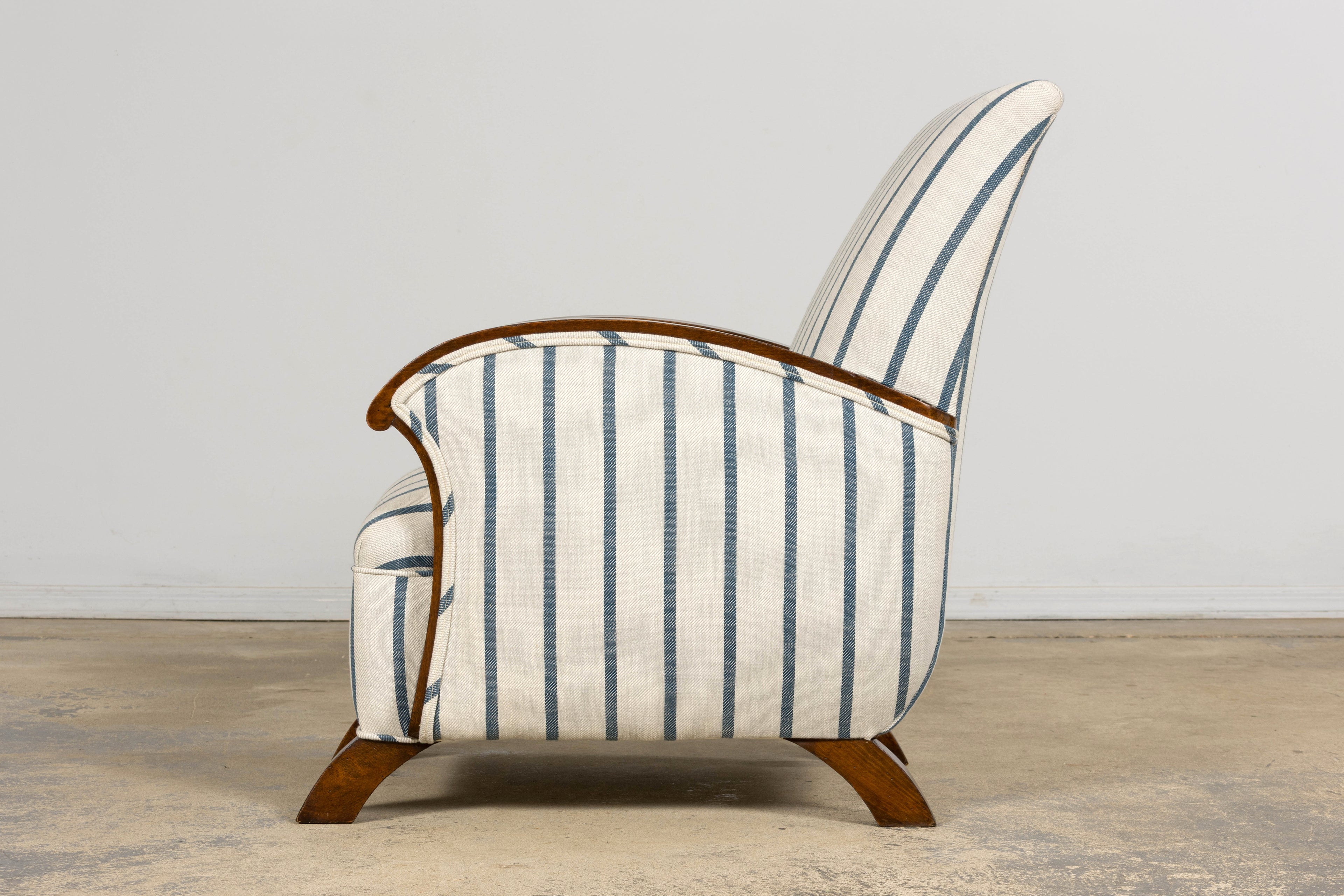 French Art Deco Walnut Armchair, Provence, France, 1930s