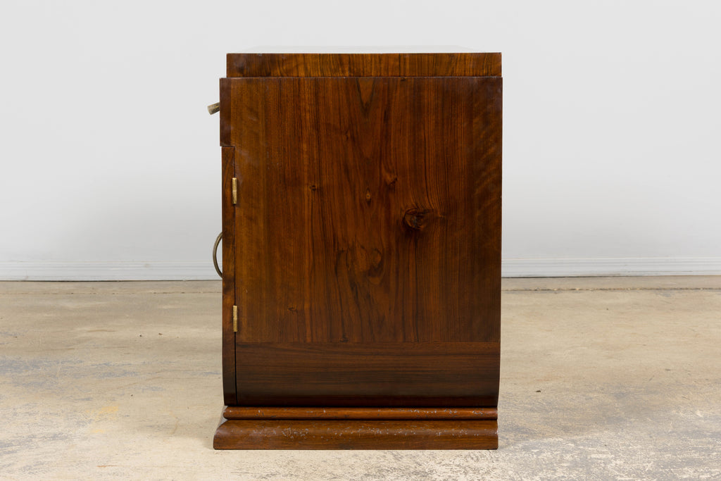 French Art Deco Walnut Burl Pedestal Desk, 1930s