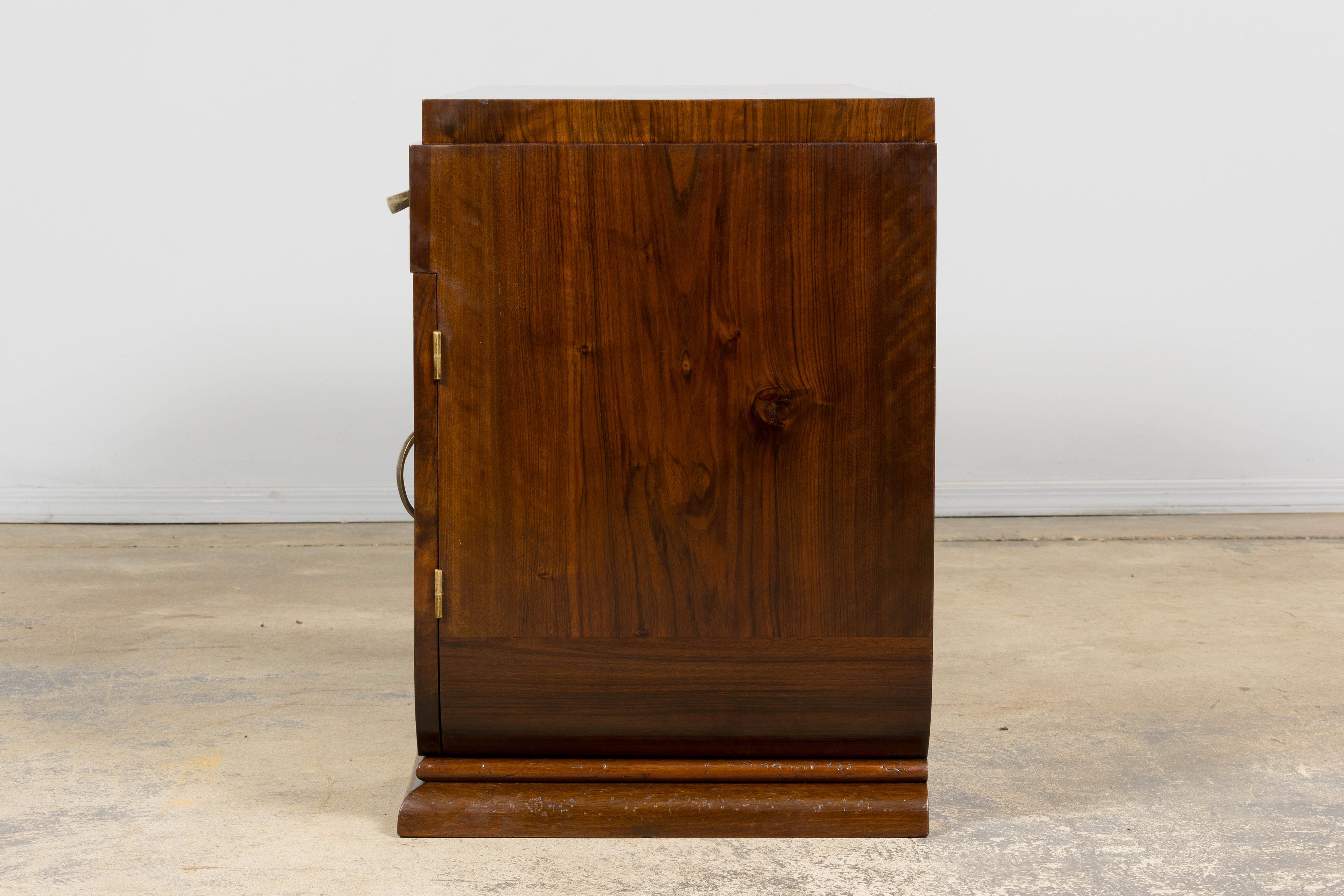 French Art Deco Walnut Burl Pedestal Desk, 1930s