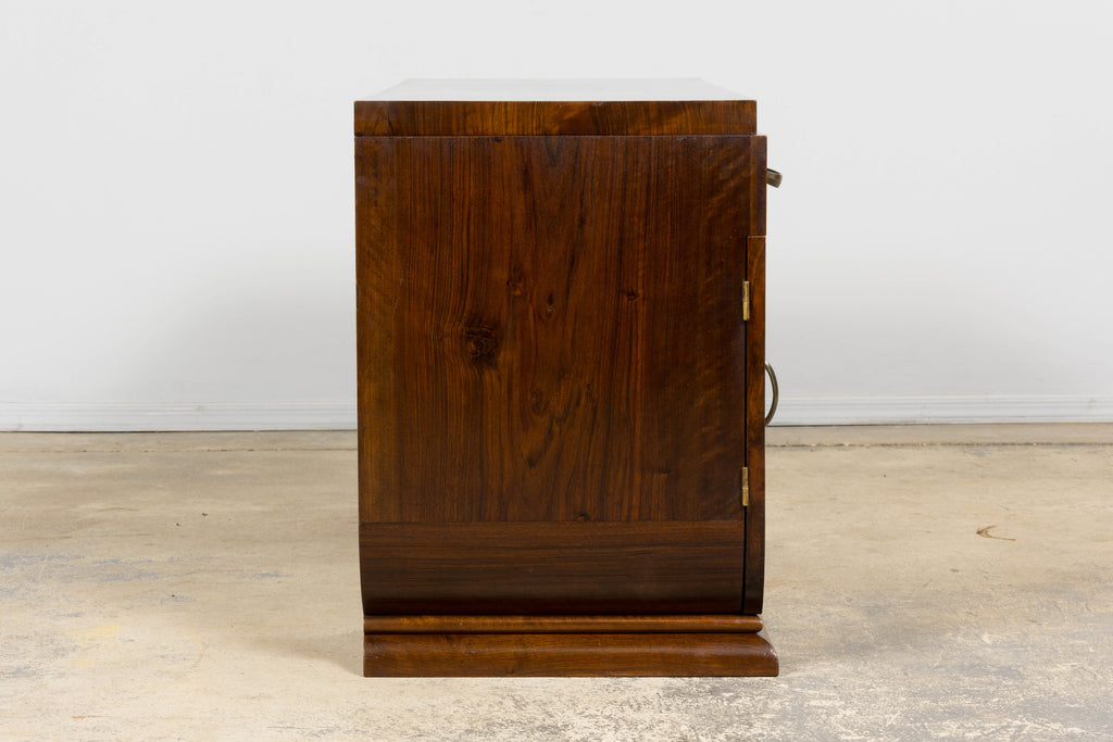 French Art Deco Walnut Burl Pedestal Desk, 1930s