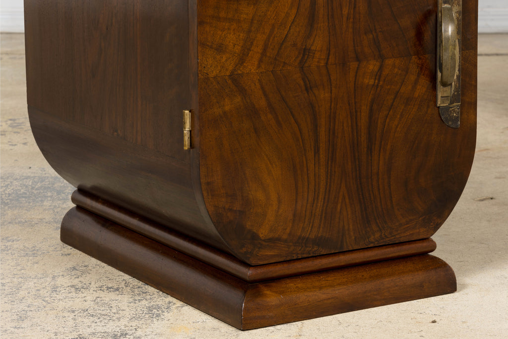 French Art Deco Walnut Burl Pedestal Desk, 1930s