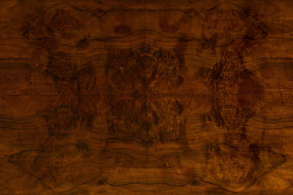 French Art Deco Walnut Burl Pedestal Desk, 1930s