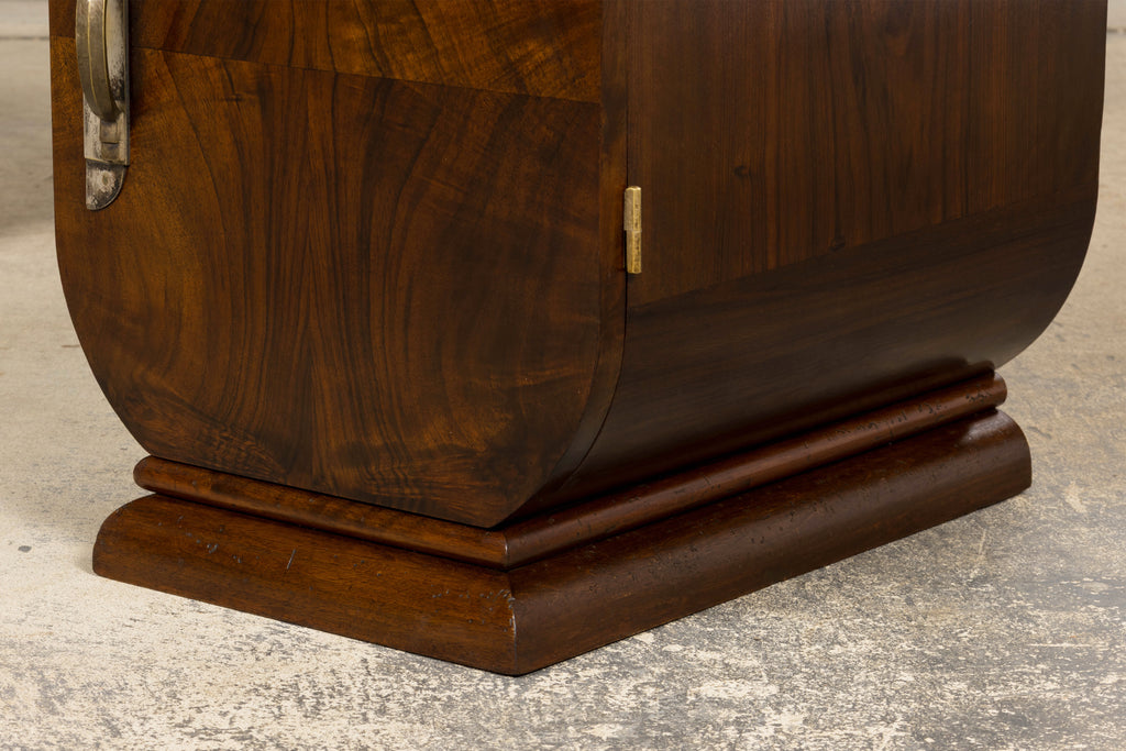 French Art Deco Walnut Burl Pedestal Desk, 1930s