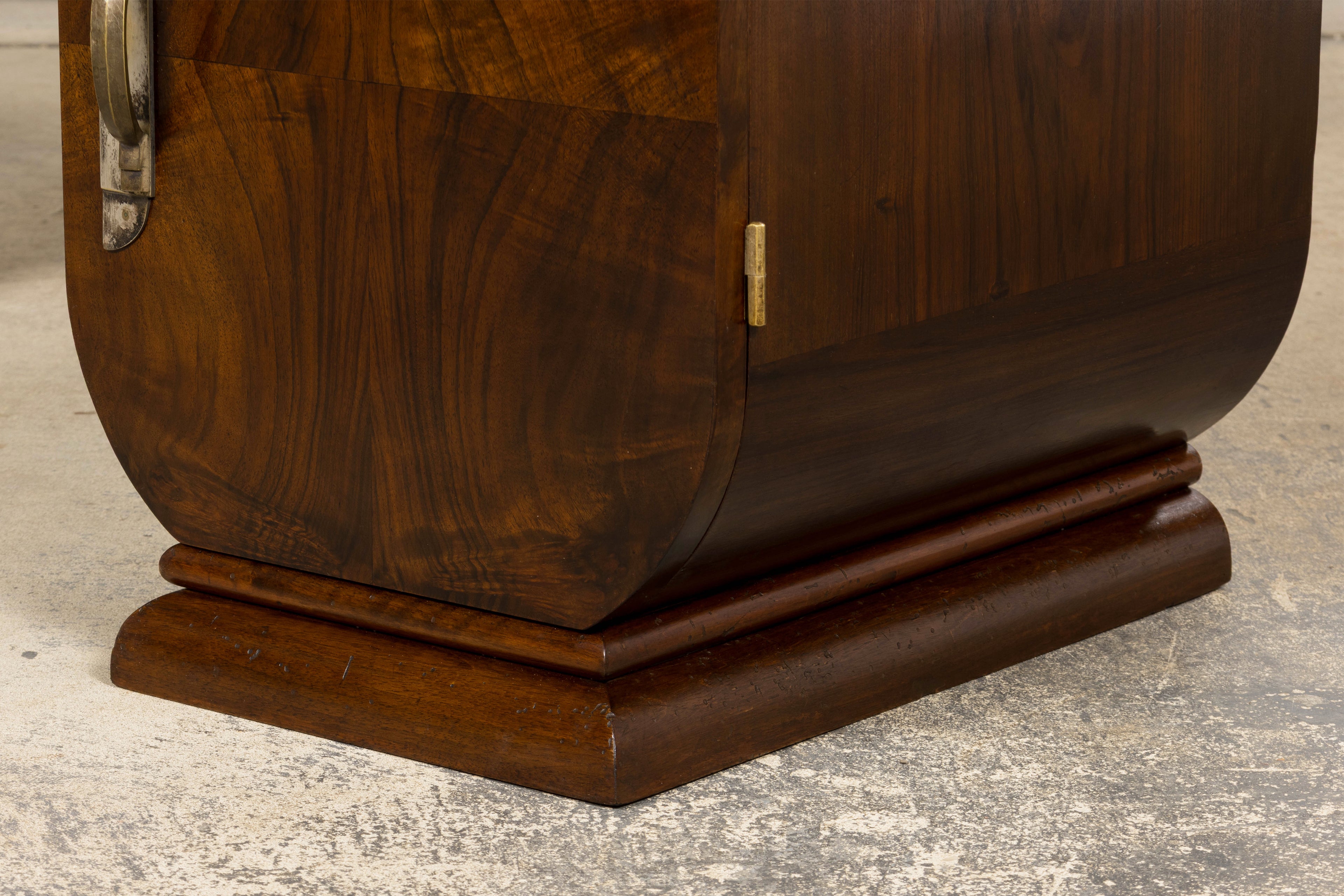 French Art Deco Walnut Burl Pedestal Desk, 1930s